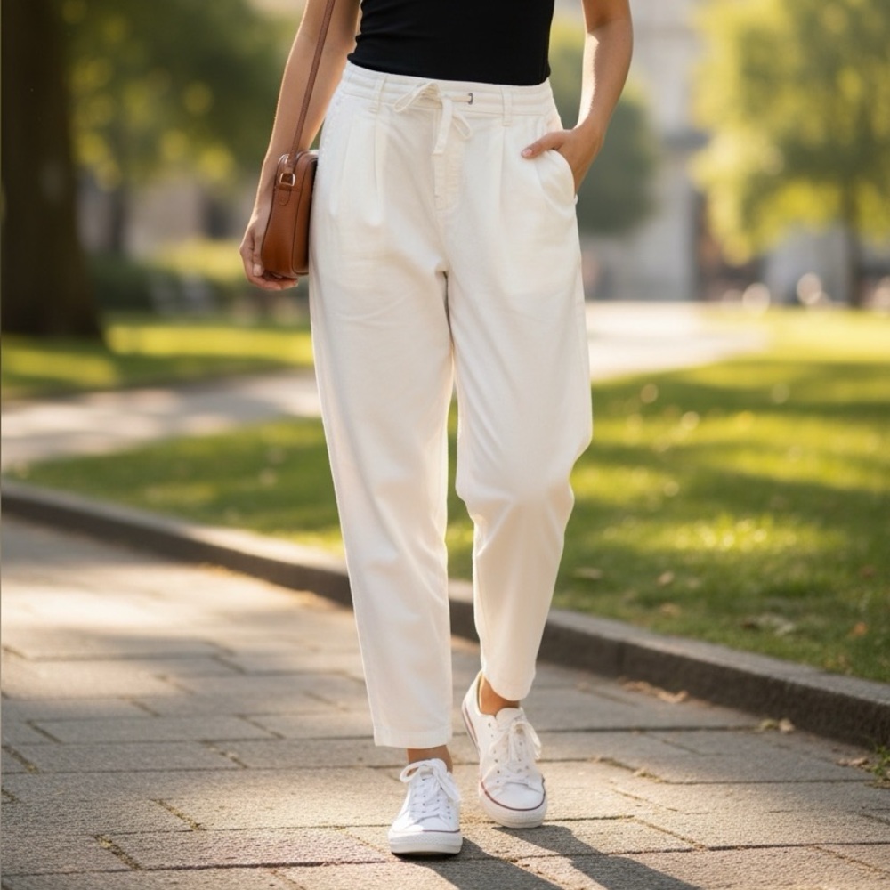Dynamite Cream Relaxed High-Waist Pants US 6